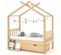 NITCA lit cabane Enfant 70x140 avec tiroir lit cabane tiroir lit Enfant avec Rangement lit gigogne Enfant lit tiroir 70x140 Lits pour Enfants Marron-1 tiroir-70 x 140 cm