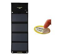 NITECORE FSP30 Chargeur solaire portable 30 W, USB-A et USB-C, 3 ports de sortie, haute efficacité, 4 panneaux pliables pour camping, randonnée, van, camping-car, voyage, compatible avec téléphones et