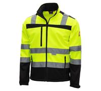 Nitras MOTION TEX VIZ : Veste softshell de sécurité, veste de travail avec bandes réfléchissantes 3M, coupe-vent, imperméable et coupe-vent, couleur jaune néon, taille M