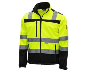 Nitras MOTION TEX VIZ : Veste softshell de sécurité, veste de travail avec bandes réfléchissantes 3M, coupe-vent, imperméable et coupe-vent, couleur jaune néon, taille M
