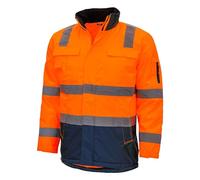 Nitras Parka de protection pour homme - Résistante à l'eau et à la saleté, avec capuche amovible en jaune d'avertissement et orange, Orange haute visibilité, XL