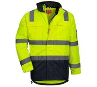 Nitras Parka haute visibilité pour homme - Imperméable et anti-taches, avec capuche amovible en jaune d'avertissement et orange d'avertissement, jaune, S