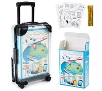 Nituaeu Boîte Cadeau Mini Valise à roulettes et poignée, Emballage Cadeau d'argent, Tirelire Vacances/Voyage, déco Anniversaire Mariage, Support téléphone Portable
