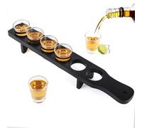 NIUBEST Lot de 6 verres à liqueur avec plateau de service en vrac, verres à shot transparents pour fête, bar, club, cocktail (noir)