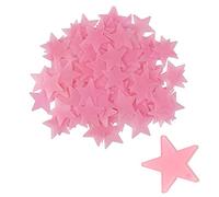 Niuhong 100 Pcs Stickers Muraux Fluorescents Les Étoiles Brillantes Brillent Noir Décoration Autocollant Étoile 3D Mural Étoile Chambre Plafond Commutateur Autocollant Étoiles Lumineuses (rose)