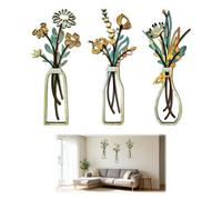 Niuhong 3 Pcs Art Mural Vase Bois Minimaliste Décoration Murale Fleurs Sculptures Murales Créatives Vases Décorations Art Murale Vases Fleurs Murale Pour Bureau Domicile Salon Chambre Coucher (A)