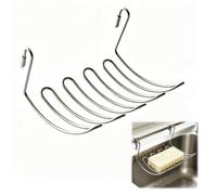Niuhong Organisateur d'évier compact en inox, forme en U, amovible | égouttoir avec crochet comme porte-éponge, porte-brosse et égouttoir à vaisselle pour évier et porte de placard, argent
