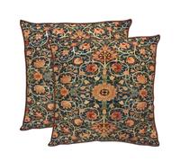 NIULAA 2 Pack Luxury Velvet Housse de Coussin 50 x 50 Orange Coussin Decoratif Coussin Canape Doux Vintage Square Aesthetic Taie d'oreiller Double Sided French Chic Champêtre Design