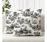 NIULAA Toile de jouy Lot de 2 housses de coussin décoratives en velours | Coussin de canapé, coussin décoratif vintage avec motif, housse de coussin décorative pour salon, canapé, chaise, lit