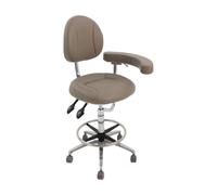 NiuLifeya Tabouret dentiste avec dossier réglable en hauteur Gris clair 150 | Tabouret à roulettes avec assise rembourrée - Hauteur d'assise de 53,6 à 70,6 cm - Cadre en métal - Pour cabinet