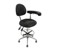 NiuLifeya Tabouret dentiste avec dossier réglable en hauteur Noir 150 kg | Tabouret à roulettes avec siège rembourré et dossier, hauteur d'assise 53,6 à 70,6 cm, cadre en métal pour cabinet, bureau