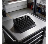 NiuLumea Boîte à outils industrielle à 84 trous pour machines CNC, organisateur de rangement multi-tailles, fraises de 4 à 32 mm, étui compact en polypropylène