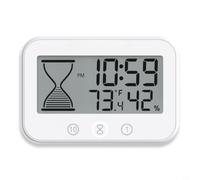 NiuLumea Horloge murale de cuisine étanche IP56 avec minuteur, thermomètre numérique et hygromètre, bouton tactile, compte à rebours 99 min, affichage de la température et de l'humidité de la salle de