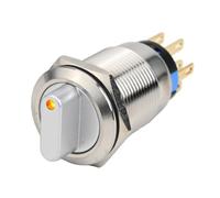 NiuLumea Interrupteur à bouton-poussoir de 19 mm à verrouillage 3 positions 2NO2NC 12-24 V pour acier inoxydable IP66 IK09 avec indicateur LED pour équipement industriel de machine CNC