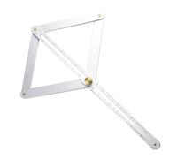 NiuLumea Jauge multi-angle en acier inoxydable avec rapporteur et règle coulissante en bois, carrelage, pierre - Argent, 17,1 cm