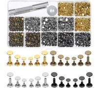 NiuLumea Lot de 480 rivets en cuir avec outil d'installation, rivets décoratifs double face multi-tailles pour ceintures, vestes, chapeaux, sacs, attaches métalliques rouillées