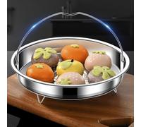 NiuLumea Panier vapeur en acier inoxydable avec poignée, grille de cuisson à la vapeur de qualité 304 pour cuiseur à la vapeur, insert sans égouttoir, argenté