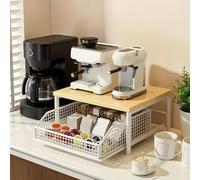 NiuLumea Petit chariot de cuisine à roulettes verrouillables, étagère de support pour micro-ondes avec panier de rangement inférieur, chariot utilitaire mobile en métal pour cuisine, bureau, salon