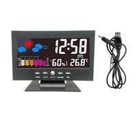 NiuLumea Station météo numérique multifonction, moniteur de température et d'humidité avec horloge couleur, alarme, répétition, contrôle vocal, suspension murale ou bureau