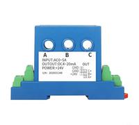 NiuLumea Transmetteur de courant alternatif triphasé 2,5 kV Isolation 3 x 4-20 mA Sortie faible consommation d'énergie pour surveillance et contrôle de l'alimentation commerciale Bleu (0-20 A)