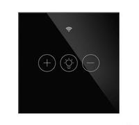 NiuLumea Variateur d'intensité WiFi Tuya - Contrôleur de lumière tactile sans fil avec application et commande vocale - Ampoules LED à intensité variable en continu - Façade en verre trempé - Noir