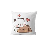 NIUVOO Coussin décoratif Kawaii Panda Bubu & Dudu, motif chat mignon de dessin animé pour chambre d'enfant et décoration d'intérieur, chambre à coucher, canapé, lit animé, taie d'oreiller tendance (B