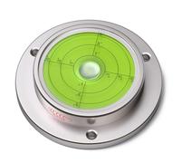 Niveau à bulle circulaire métallique à bride, vert, diamètre 100mm | Niveau à bulle circulaire métallique à visser pour contrôler deux axes à la fois sur machines et équipements