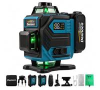 Niveau Laser 16 Lignes, 2 Batteries de 8000mAh, Laser à Lignes Croisées | Niveau Laser Autonivelant 4×360° Faisceau Vert,16 Lignes Croisées pour Carrelage/Bricolage/Construction et Rénovation