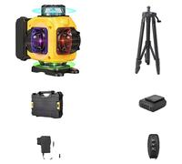 Niveau laser, 16 lignes, réglage à 360°, comprenant : 16 lignes, trépied, coffret en plastique et 1 batterie