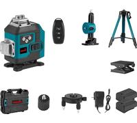 Niveau laser, 16 lignes, vertical & horizontal, appareil intelligent, set de 2 piles