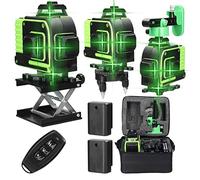 Niveau Laser 360 4D 16 Lignes avec D'auto-Nivellement de 3° du Niveaux à Bulle Laser Vert Rotatif IP54 2xBatteries Rechargeables Outil de Niveau Laser en Croix Verte Vertical Horizontal