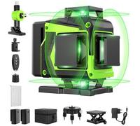 Niveau Laser 360° 4D 16 Lignes - Vert Ultra-Visible, Auto-Nivelant ±0.2mm/m, 2 Batteries Li-ion, IP54 Étanche, laser de chantier