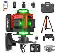 Niveau Laser 360 Autonivelant, 16 Lignes Laser Chantier avec Trepied, APP | Lazer Niveaux avec 2x 4800mAh Batterie Rechargeable & Affichage LED, IP54 Étanche, Télécommande pour Rénovation de Maison