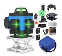 Niveau Laser 360°x 4 lignes transversales de chantier vert auto-nivelant niveau vertical 4D 16 lignes sac de protection IP54
