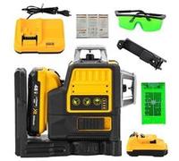 Niveau Laser 3D, Batterie 12V, Faisceau Vert, Auto-Nivelant, 12 Lignes Avec Batterie