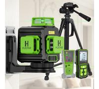 Niveau laser 3D Huepar 12 lignes avec trépied B03TP, faisceau vert, auto-nivelant, ensemble d'outils de nivellement laser croisé pour la construction et le bricolage Standard Kit