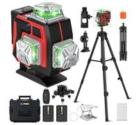 Niveau laser 4D 16 lignes 3×360° auto-nivelant, double batterie 4800mAh, haute précision, avec trépied et mallette