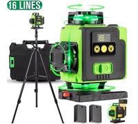Niveau Laser 4D 16 Lignes 360 Automatique, Vert Haute Précision 0.3mm/m, 3 Modes, 2 Batteries Rechargeables, Télécommande Et