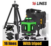 Niveau laser 4D 16 lignes avec auto-nivellement, batterie lithium rechargeable par USB, laser haute puissance pour le nivellement des sols et des murs 16 lines+Cloth bag
