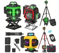 Niveau Laser 4D 16 lignes, ligne verte, auto-nivelant 360, puissance horizontale et verticale, outils de Construction professionnels Red (with tripod plastic box)