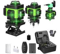 Niveau Laser 4x360°, 3D 12 Lignes Niveau Laser Vert Outil Laser à croix pour Construction et fixation d'Images, Horizontal/Vertical