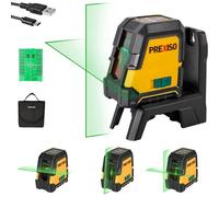 PREXISO Niveau Laser Auto-nivelant Rechargeable 30M (Faisceau Vert), Traceur de Ligne Laser avec Batterie 2600mAh, Ligne Laser Croisé avec Base Magnétique Pivotante, Plaque Cible et Sac Portable