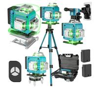 Niveau laser, autonivellement 4D, visibilité à 360°, avec trépied et coffret en plastique