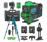 Niveau Laser Avec Trepied, Niveau Laser Chantier Autonivelant 4×360°, Laser à Lignes Continues Avec FenêTre De Rotation à 360°, Batterie 2×4800 mAh, Indice IP54 Pour Bâtiment, Carrelage
