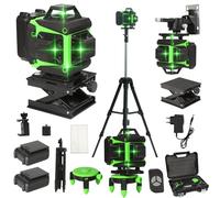Niveau Laser Chantier Autonivelant 360° x 4, 4D 16 Lignes Avec Trépied | Lazer Niveaux 4D 16 Lignes Laser,Mode Impulsion ExtéRieur,2 x Batterie,Nivellement Automatique,Support Rotatif,Télécommande