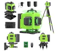 Niveau Laser Chantier Autonivelant 360° x 4 Avec trépied, Lazer Niveaux 4D 16 Lignes Laser, Mode Impulsion ExtéRieur, 2 x Batterie, Nivellement Automatique, Support Rotatif, Télécommande
