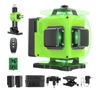 Niveau Laser Chantier Autonivelant 360° x 4, Laser Niveaux 4D 16 Lignes Laser, Autonivellement et Mode Pulsé Extérieur, 2 x Batterie, Nivellement Automatique, Support Rotatif, Télécommande