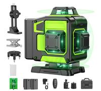 Niveau Laser Chantier Autonivelant 360° x 4, Lazer Niveaux 4D 16 Lignes Laser, Autonivellement et Mode Pulsé Extérieur, 2 x Batterie, Nivellement Automatique, Support Rotatif, Télécommande