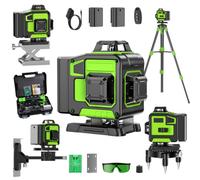Niveau Laser Chantier Autonivelant 360° x 4, Lazer Niveaux 4D 16 Lignes Laser, Mode Impulsion ExtéRieur, 2 x Batterie, Nivellement Automatique, Support Rotatif, Télécommande(Avec trépied)