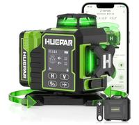 Niveau Laser Chantier Autonivelant 360°x3 Huepar | Laser Niveaux 3D 12 Lignes Laser avec Bluetooth,Mode Pulsé Base Rotative Électrique et Écran LCD,Nivellement Laser-W03CG